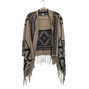 Cardigan Tassel Stylish Ethnic Style Sweater Cardigan Open Front Womens Size S